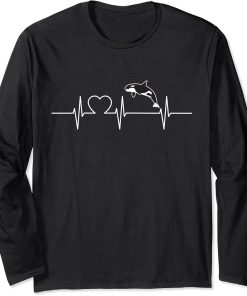 Orcas Cool Heartbeat Design with a Orca Long Sleeve T-Shirt