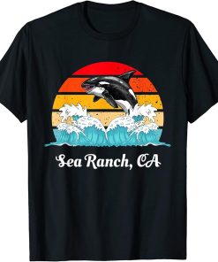 Vintage Sea Ranch CA Distressed Orca Killer Whale Art T-Shirt