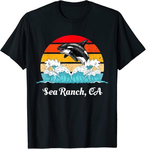 Vintage Sea Ranch CA Distressed Orca Killer Whale Art T-Shirt